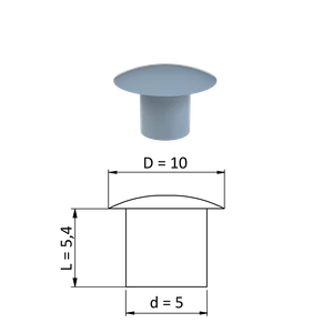 Vnitřní krytka kulatá ø 10 mm, otvor ø 5 mm, šedá, plast - slide 0
