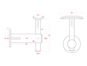 Držiak madla ø 42,4 mm na stenu, brúsená nerez AISI 304 - slide 2