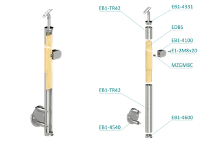 Drevený stĺp, bočné kotvenie, výplň: sklo, pravý - slide 1