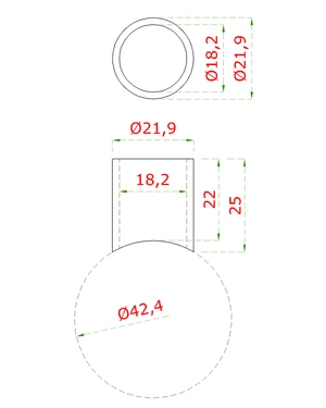 DOPRODEJ přechod mezi sloupem ø 42,4 mm a deskou, L = 22 mm - slide 1