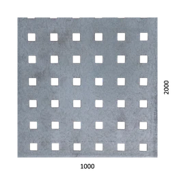 Dierovaný plech Zn t = 1,5 mm, otvor 10 x 10 mm rozteč 20 mm