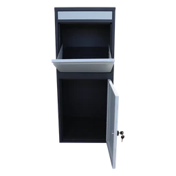 Box na balíky s přepadovou lištou, barva: černá/bílá