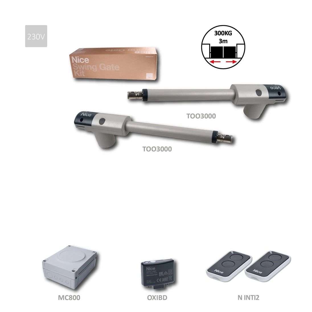 TOO3000KLT sada pohonov pre dvojkrídlovú bránu do 3 m/krídlo