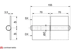 Pánt s platňou dvojdielny L = 140 mm (pravý) - slide 1