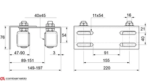Platňa so 4 vodiacimi kolieskami, 40 x 45 mm, M16 - slide 1