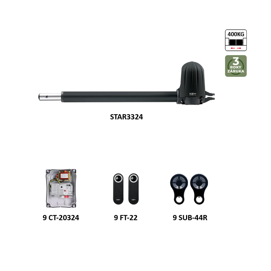 STAR3324 pravý pohon pro jednokřídlovou bránu do 3 m/křídlo