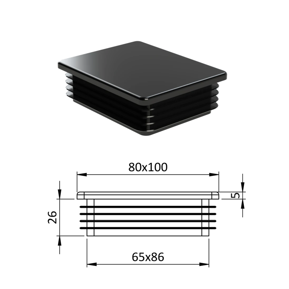 Krytka plastová 80 x 100 mm