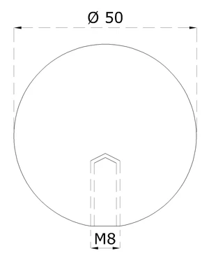 Koule plná se závitem M8 / ø 50 mm, broušená nerez AISI 304 - slide 1