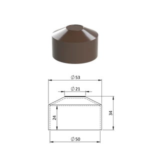 Vonkajšia krytka guľatá ø 48,3 mm, plastová PE, hnedá - slide 0