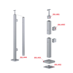 Nerezový stĺp, vrchné kotvenie, výplň: sklo, pravý - slide 2