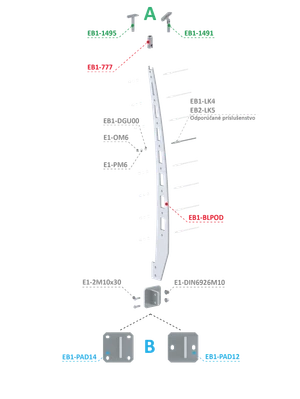 Nerezový vypaľovaný stĺp, bočné kotvenie, 8-dierový - slide 1