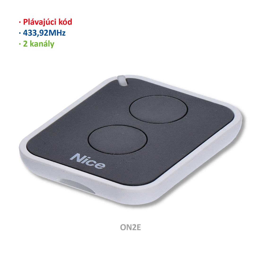 Vysielač 2-kanálový, 433 MHz, plávajúci kód, čierný