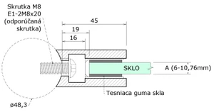 Svorka skla/plechu na trubku ø 48,3 mm, brúsená AISI 304 - slide 2