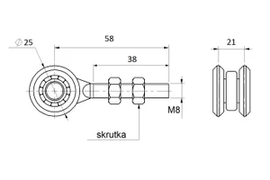 Vozík pro závěsný systém, 2 kolečka, do 30kg, uzavřená ložiska, pro profil C920P - slide 3