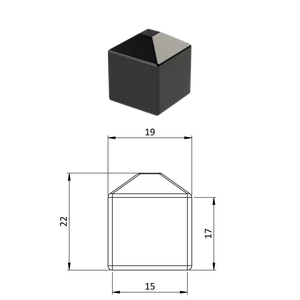 Vonkajšia krytka 15 x 15 mm, plastová PE, čierna - slide 0