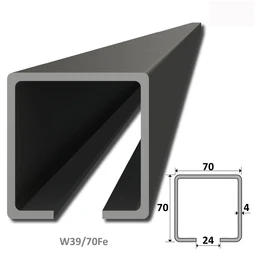 C profil 70x70x4 mm, černý pro samonosný systém, v délkach 1, 2, 3, 4, 6m, cena za KUS