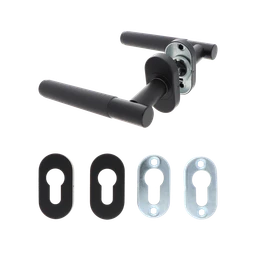 Kľučka s vrúbkovaným madlom, vrátane rozety, Al/AISI 304