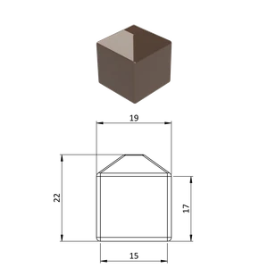 Vonkajšia krytka 15 x 15 mm, plastová PE, hnedá - slide 0