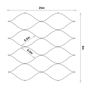 Lanková sieť, 3 x 25 m, oko 200 x 200 mm, ø 2 mm, AISI 316 - slide 0