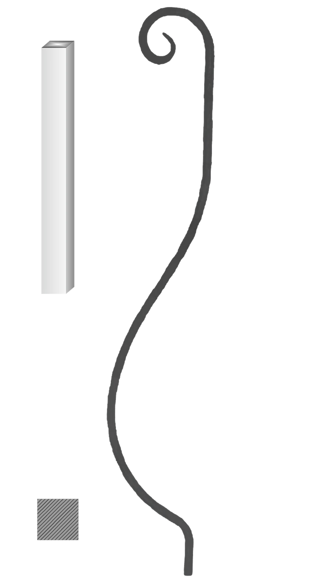 Tyč 12 x 12 mm, 1000 x 170 mm