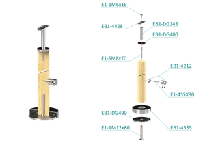 Dřevěný sloup, vrchní kotvení, 5řadový, průchozí - slide 2