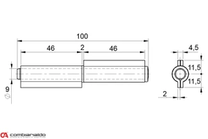 Pánt dvojdielny L = 100 mm - slide 1