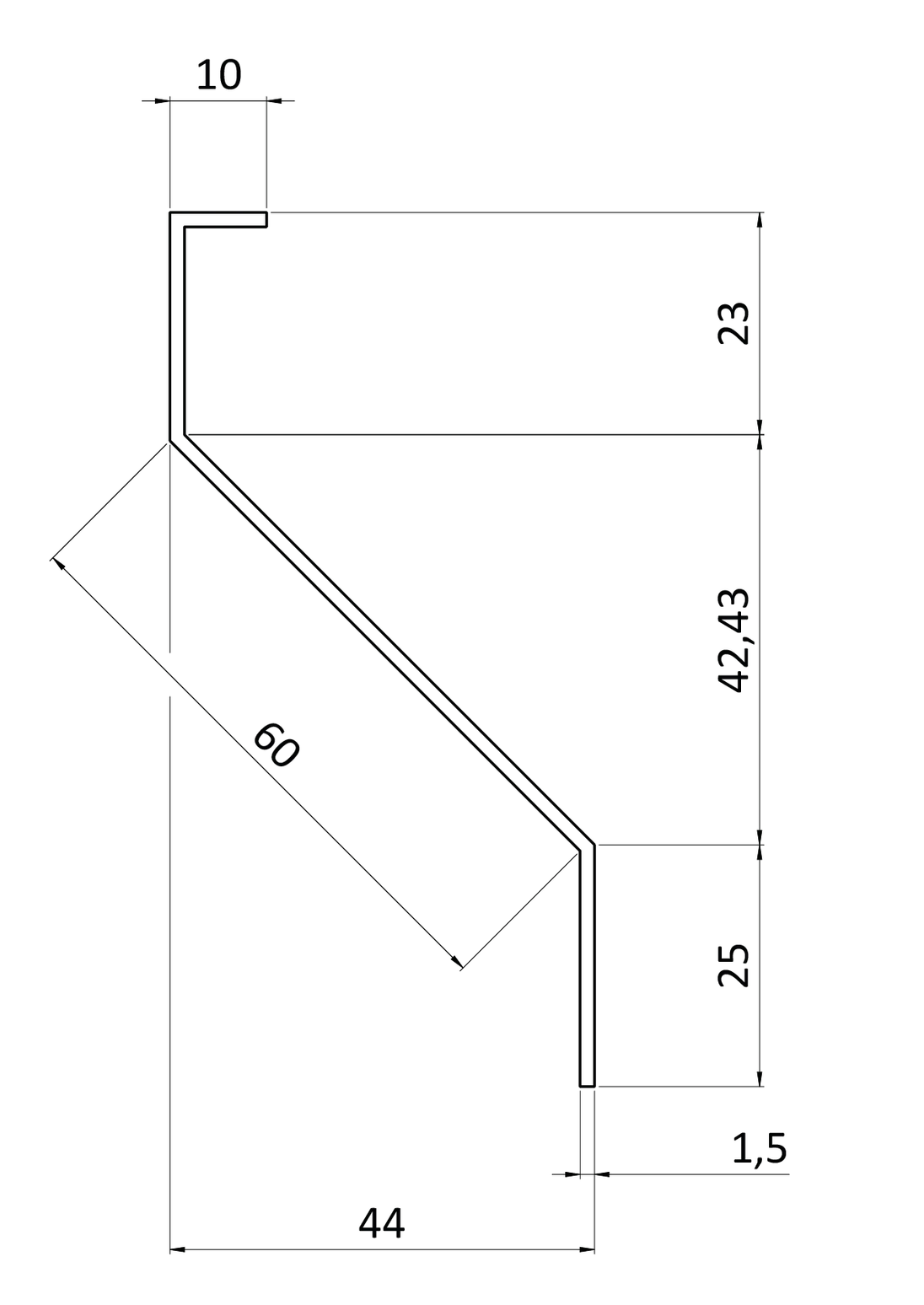 Poškodený Z-profil lamela 3000mm, pozink s vystuženou hranou 10mm