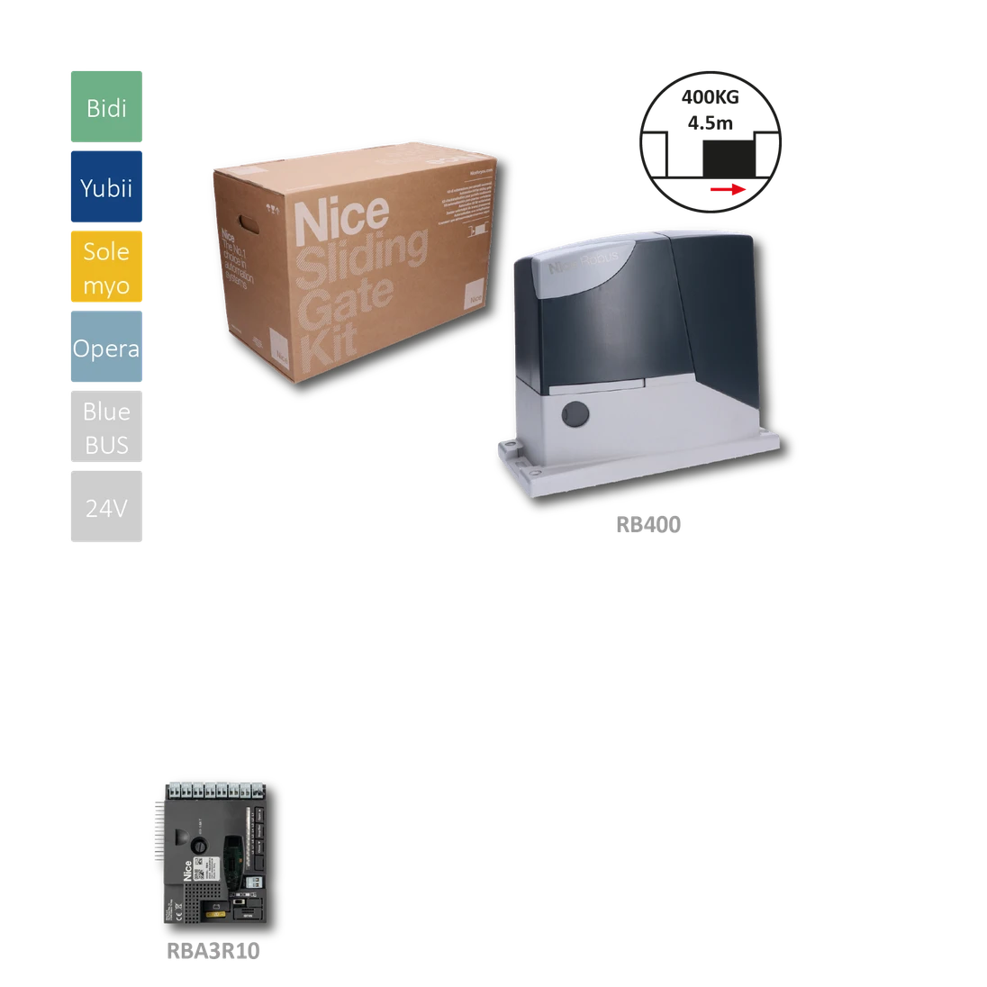 RB400 pohon pro posuvnou bránu do 400kg bez přijímače
