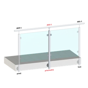 Nerezový stĺp, bočné kotvenie, výplň: sklo, priechodný - slide 1
