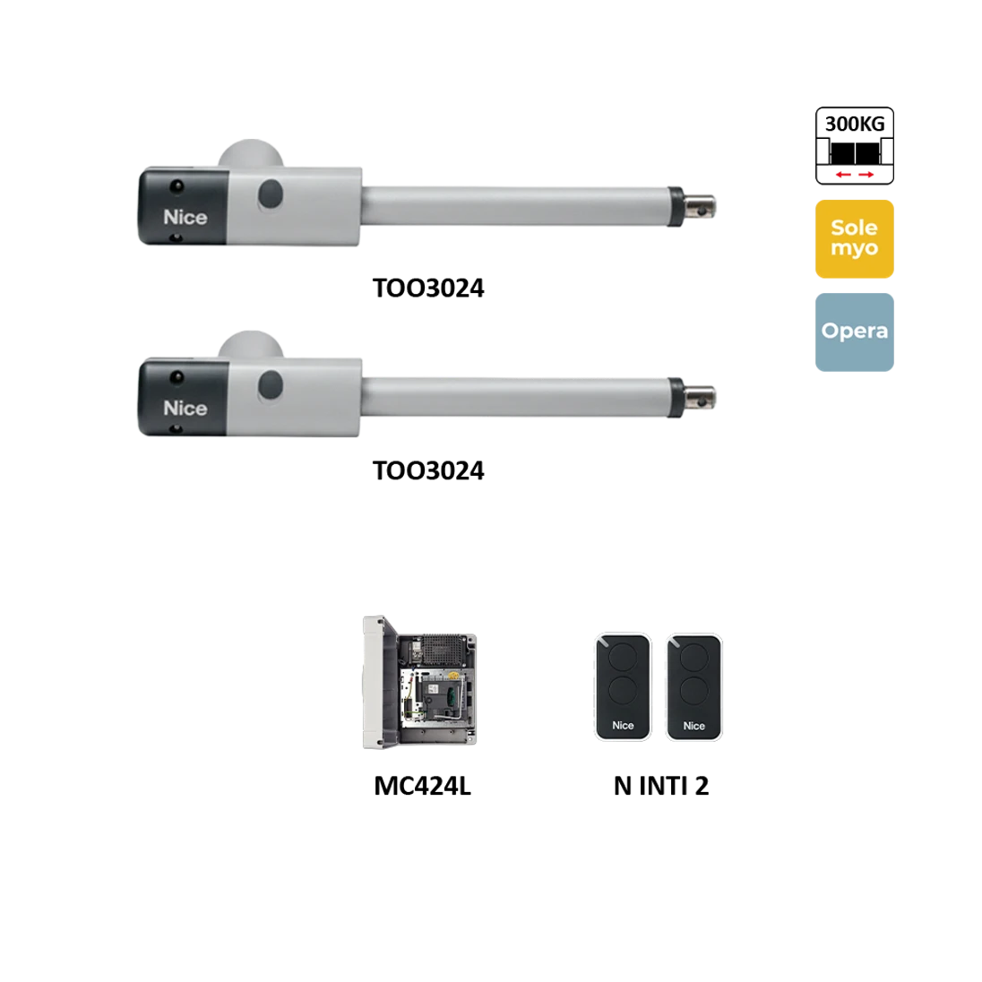 TOO3024KLT sada pohonov pre dvojkrídlovú bránu do 3 m/krídlo