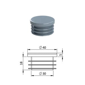 Vnútorná krytka guľatá ø 40 mm, plastová, sivá - slide 0