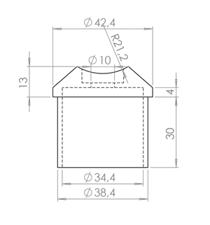 Držák na trubku ø 42,4 mm, pro madlo ø 42,4 mm, AISI 304 - slide 3