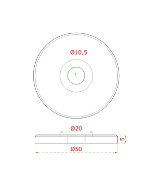 Platňa na bočné kotvenie stĺpu ø 50 mm, brúsená AISI 304 - slide 1