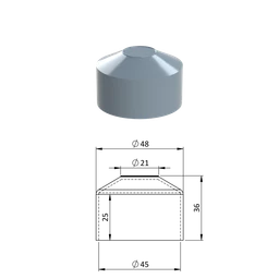 Vonkajšia krytka guľatá ø 45 mm, plastová PE, sivá