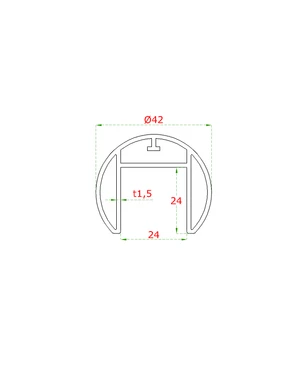 Madlo ø42.4mm, L-5000mm, pro sklo 8-17.5mm, bez úpravy - slide 1