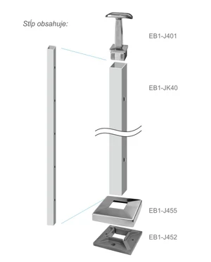 Nerezový stĺp, vrchné kotvenie, 5-dierový priechodný - slide 3