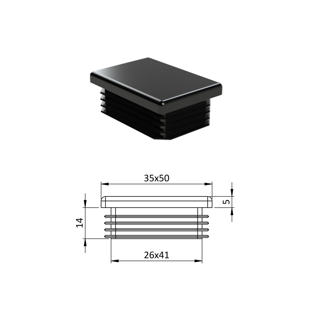 Krytka plastová 35 x 50 mm