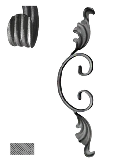 Céčko s lístkami, 320 x 80 mm, 12 x 6 mm, široké rozkutie