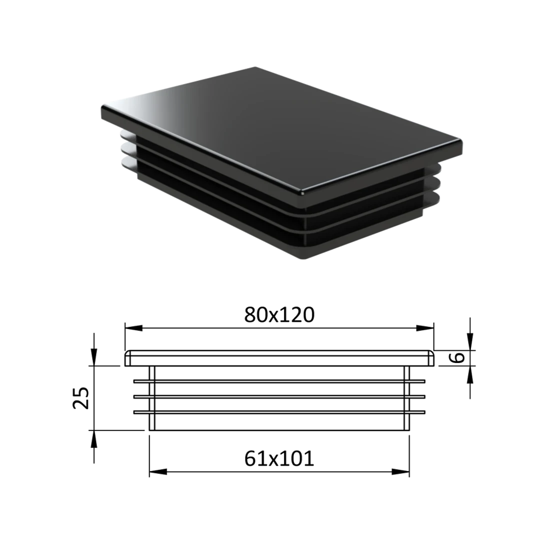 Krytka plastová 80 x 120 mm