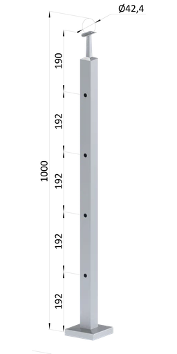 Nerezový sloup, vrchní kotvení, 4děrový koncový