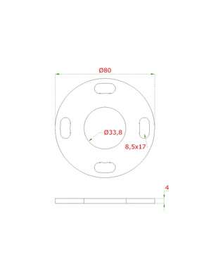 Kotviaca platňa ø 80 mm na trubku ø 33,7 mm, AISI 304 - slide 1
