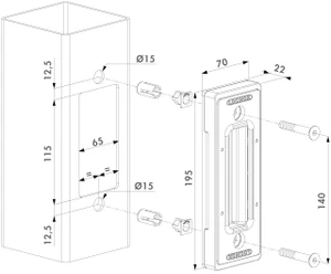 LOCINOX® Doraz pro zámky, pro profil 80x80mm - slide 1