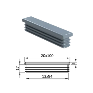 Krytka plastová 20 x 100 mm, sivá - slide 0