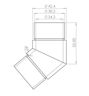 DOPRODEJ! Spojka 45° na trubku ø 42,4 mm, leštěná AISI 304 - slide 3