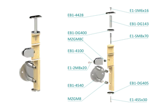 Drevený stĺp, bočné kotvenie, výplň: sklo, ľavý - slide 2