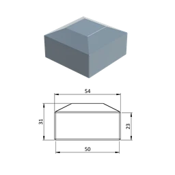 Vonkajšia krytka 50 x 50 mm, plastová PE, sivá