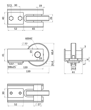 Nábehové koliesko samonosnú bránu, profil 70 x 70 x 4 mm - slide 1