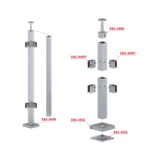 Nerezový stĺp, vrchné kotvenie, výplň: sklo, rohový - slide 2