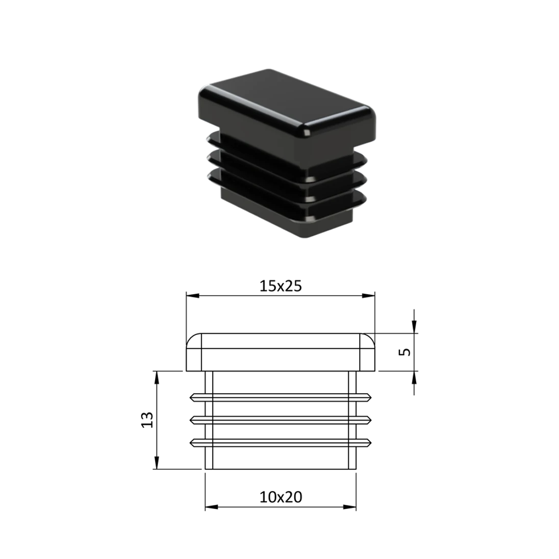 Krytka plastová 15 x 25 mm