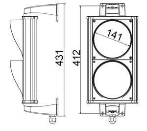 ASF Semafor dvojkomorový, LED, hliník, 0-230 V AC/DC - slide 2